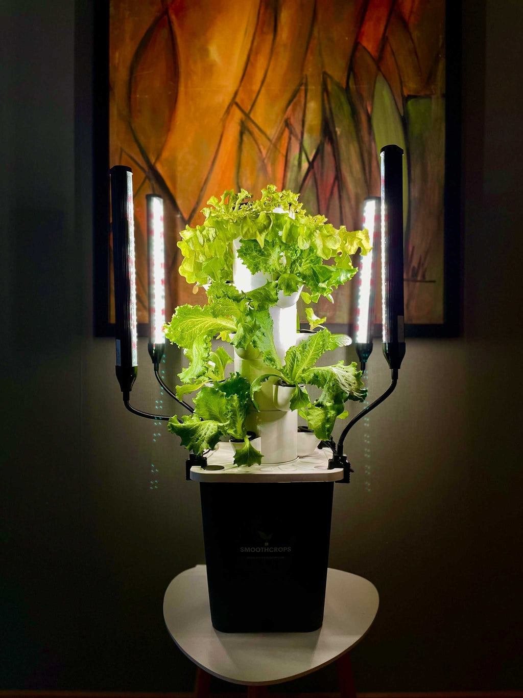 Vertical hydroponic gardening kit with LED lighting from Skystack.